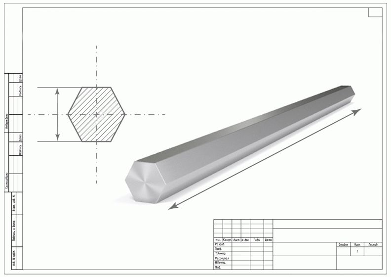 Шестигранник гост обозначение на чертеже гост