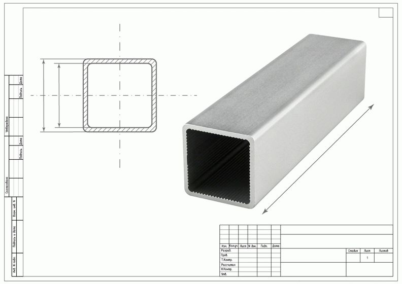 Труба 100х100х5 чертеж